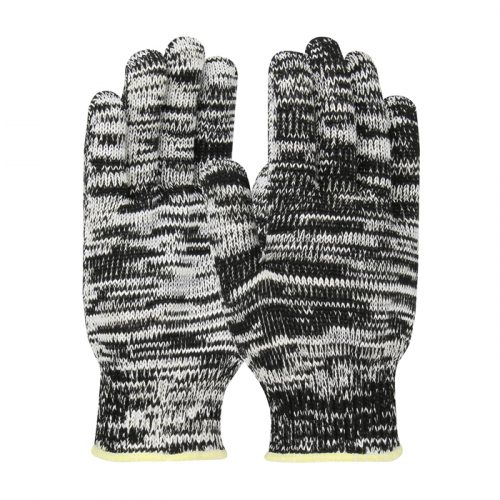 PIP 14-PK700/M, POLYKOR, 7G SEAMLESS KNIT GLOVE, BLK/WHT, ANSI A4
