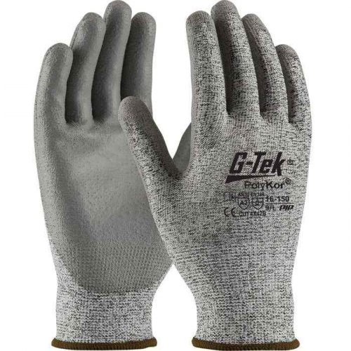 PIP 16-150-XXL, G-Tek® PolyKor®, Seamless Knit PolyKor® Blended Glove with Polyurethane Coated Fl