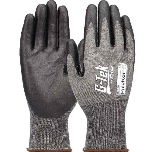 PIP 16-328-XS, G-Tek® PolyKor®, Seamless Knit PolyKor® Blended Glove with Nitrile Coated Foam Gri