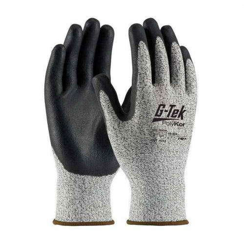 PIP 16-334-XS, G-Tek® PolyKor®, Seamless Knit PolyKor® Blended Glove with Nitrile Coated Foam Gri
