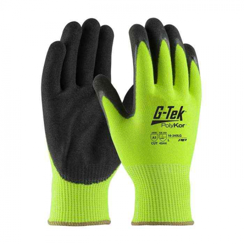 PIP 16-340LG-XL, G-Tek® PolyKor®, Hi-Vis Seamless Knit PolyKor® Blended Glove with Double-Dipped 