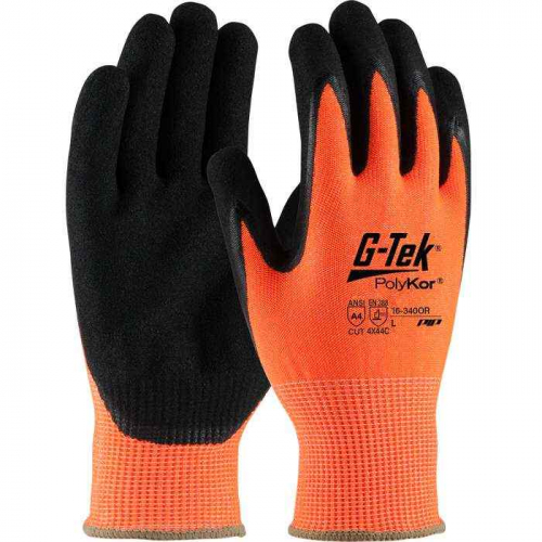 PIP 16-340OR-XL, G-Tek® PolyKor®, Hi-Vis Seamless Knit PolyKor® Blended Glove with Double-Dipped 