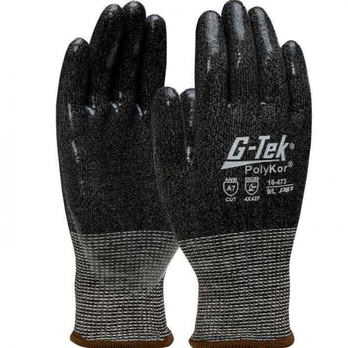 PIP 16-473-M, G-Tek® PolyKor®, Seamless Knit PolyKor® Blended Glove with Silicone Coated Flat Gri
