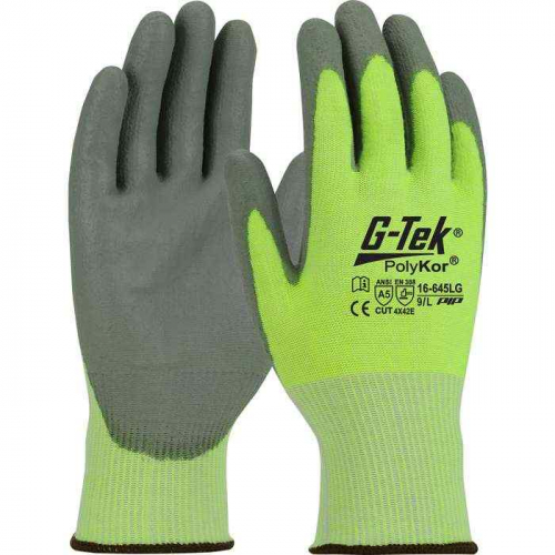 PIP 16-645LG-L, G-Tek® PolyKor®, Seamless Knit PolyKor® Blended Glove with Polyurethane Coated Fl