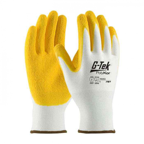 PIP 16-813-XS, G-Tek® PolyKor®, Seamless Knit PolyKor® Blended Glove with Latex Coated Crinkle Gr