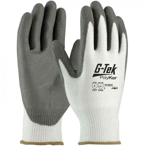 PIP 16-D622-XL, G-Tek® PolyKor®, G-Tek PolyKor, Economy, White 13G Seamless Knit, Gray PU Smooth, 