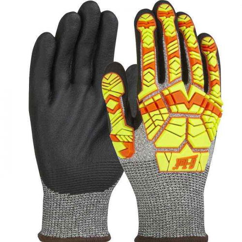 PIP 16-MP230HV-M, G-Tek® PolyKor®, Seamless Knit PolyKor® Blended Glove with Hi-Vis Impact Protec