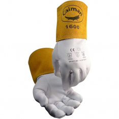 PIP 1600-3, Caiman, Premium Goat Grain TIG Welder'S Glove with a 4 Gold Extended Cuff, Hand Protec