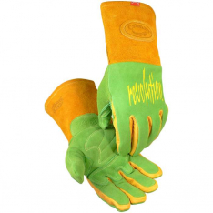 PIP 1816-4, Caiman, Premium Wasabi Green Split Deerskin MIG/Stick Welder'S Glove with FR Foam/Flee