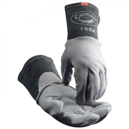 PIP 1864-6, Caiman®, Premium Split Deerskin TIG Welder's Glove with a 4 Gray Extended Cuff, Hand Pr