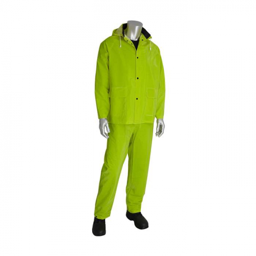 PIP 201-355S, Base35™, Premium Hi-Vis Three-Piece Rainsuit - 0.35mm, Rainwear, Hi-Vis Green, S