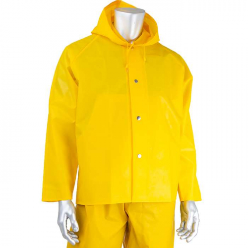 PIP 201-550-Y-M, Boss®, TPU / Nylon Rain Jacket W/ Attached Hood - 0.25 mm, Rainwear, Yellow, M
