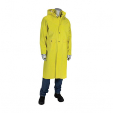 PIP 201-650C-2X, Flex™, Ribbed PVC 48 Jacket with Hood - 0.65 mm, Rainwear, Yellow, 2XL