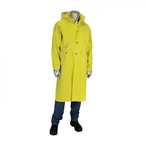 PIP 201-650C-4X, Flex™, Ribbed PVC 48 Jacket with Hood - 0.65 mm, Rainwear, Yellow, 4XL