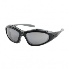 PIP 250-50-0425, Fuselage™, Full Frame Safety Glasses with Black Frame, Foam Padding, Silver Mirro