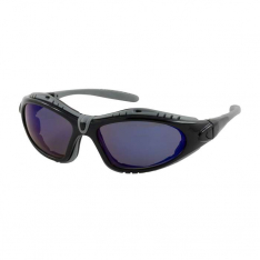 PIP 250-50-0426, Fuselage™, Full Frame Safety Glasses with Black Frame, Foam Padding, Blue Mirror 