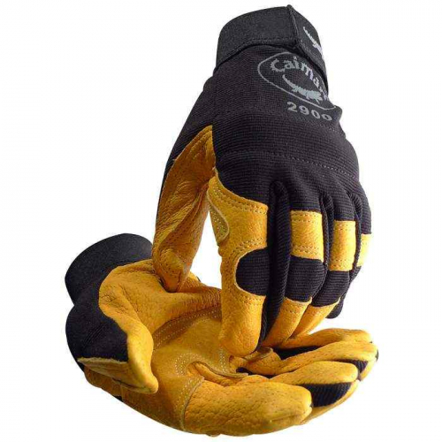 PIP 2900-6, Caiman®, Gold Pig Grain Leather Palm with Black Spandex Back - Reinforced Leather Palm,