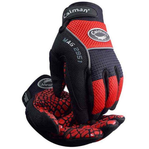 PIP 2951-4, Caiman® MAG™, Multi-Activity Glove with Synthetic Leather Padded Palm and Red AirMesh
