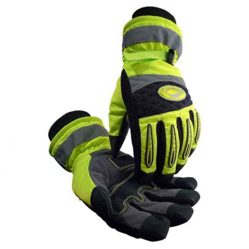 PIP 2991-4, Caiman®, Synthetic Leather Patch Palm Glove with Hi-Vis Polyester Back - Heatrac® Insu
