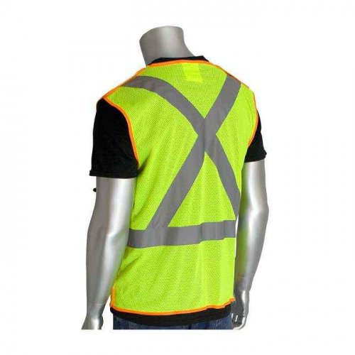 PIP 302-0210-LY-L, PIP®, ANSI Type R Class 2 and CAN/CSA Z96 X-Back Breakaway Mesh Vest, Hi-Vis App