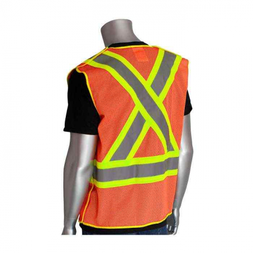 PIP 302-0211-OR-XL, PIP®, ANSI Type R Class 2 and CAN/CSA Z96 Class 2 Two-Tone X-Back Breakaway Mes