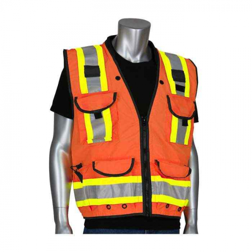 PIP 302-0900-OR-2X, PIP®, ANSI Type R Class 2 Two-Tone Fifteen Pocket Tech-Ready Ripstop Surveyors 