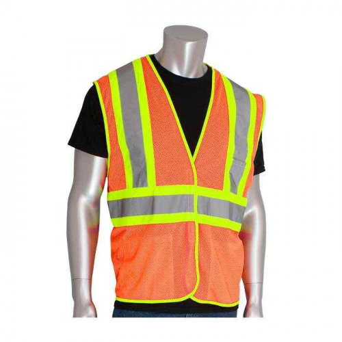 PIP 302-MVATOR-M, PIP®, ANSI Type R Class 2 Two-Tone Three Pocket Mesh Vest, Hi-Vis Apparel, Hi-Vis