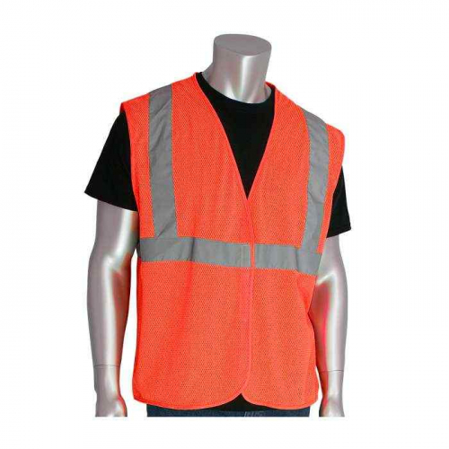 PIP 302-MVGOR-5X, PIP®, ANSI Type R Class 2 Value Mesh Vest, Hi-Vis Apparel, Hi-Vis Orange, 5XL