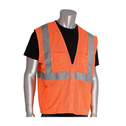 PIP 302-MVGZ4POR-M, PIP®, ANSI Type R Class 2 Four Pocket Value Mesh Vest, Hi-Vis Apparel, Hi-Vis O