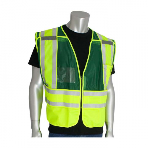 PIP 302-PSV-GRN-M-XL, PIP®, ANSI Type P Class 2 Incident Command Safety Vest, Hi-Vis Apparel, Green