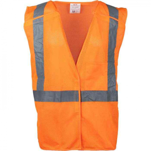 PIP 302-V205OR-L-XL, PIP®, ANSI Type R Class 2 Dual Sized Value Mesh Breakaway Vest, Hi-Vis Apparel