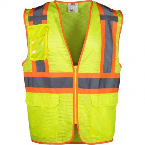 PIP 302-V210-LY-L, PIP®, ANSI Type R Class 2 Two-Tone Mesh Vest, Hi-Vis Apparel, Hi-Vis Yellow, L