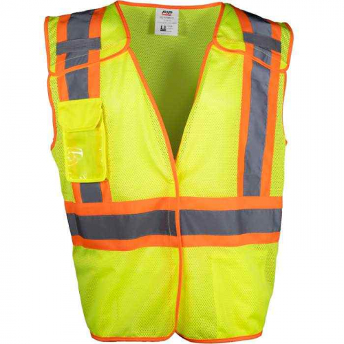 PIP 302-V505-LY-L, PIP®, ANSI Type R Class 2 Two-Tone Breakaway Vest, Hi-Vis Apparel, Hi-Vis Yellow