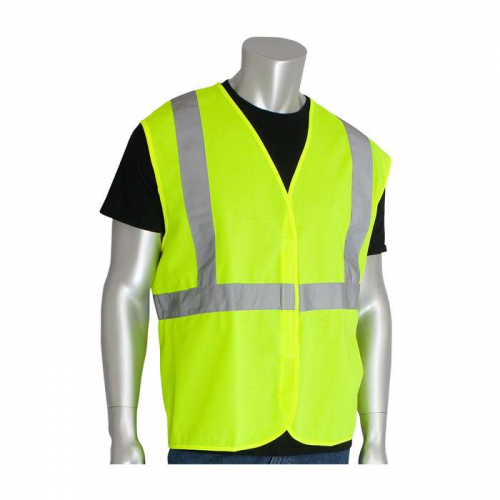PIP 302-WCENGLY-3X, PIP®, ANSI Type R Class 2 Value Hook & Loop Solid Vest, Hi-Vis Apparel, Hi-Vis 
