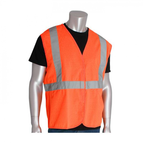 PIP 302-WCENGOR-2X, PIP®, ANSI Type R Class 2 Value Hook & Loop Solid Vest, Hi-Vis Apparel, Hi-Vis 