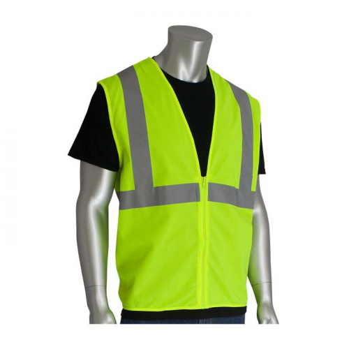 PIP 302-WCENGZLY-XL, PIP®, ANSI Type R Class 2 Value Zipper Solid Vest, Hi-Vis Apparel, Hi-Vis Yell
