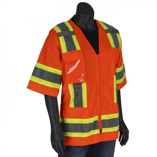 PIP 303-0513-OR-S, PIP®, ANSI Type R Class 3 Women's Contoured Two-Tone Eleven Pocket Surveyors Ves