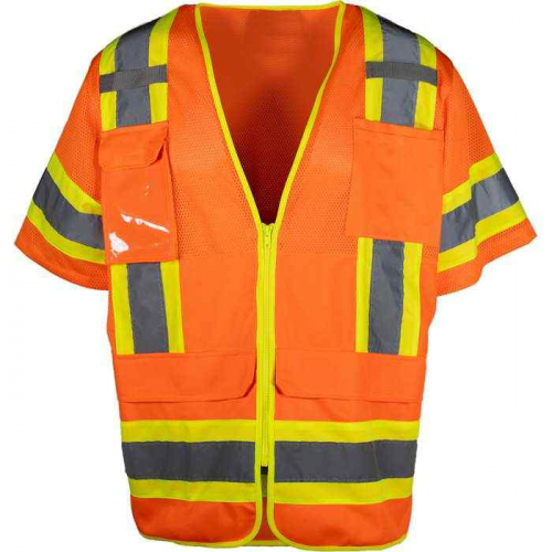 PIP 303-0700-OR-XL, PIP®, ANSI Type R Class 3 Two-Tone Ten Pocket Surveyors Tech Vest, Hi-Vis Appar