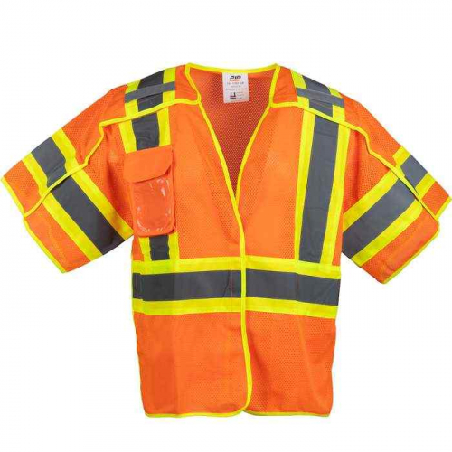 PIP 303-V505-OR-S, PIP®, ANSI Type R Class 3 Two-Tone Breakaway Vest, Hi-Vis Apparel, Hi-Vis Orange