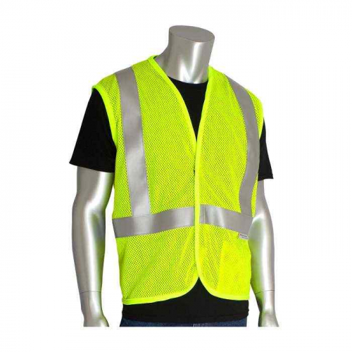 PIP 305-2100-5X, PIP®, ANSI Type R Class 2 AR/FR Mesh Vest, FR Clothing, Hi-Vis Yellow, 5XL