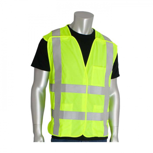 PIP 305-5PVFRLY-2X-3X, PIP®, ANSI Type R Class 2 FR Treated Solid Breakaway Vest, Hi-Vis Apparel, H