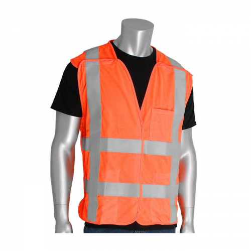 PIP 305-5PVFROR-L-XL, PIP®, ANSI Type R Class 2 FR Treated Solid Breakaway Vest, Hi-Vis Apparel, Hi