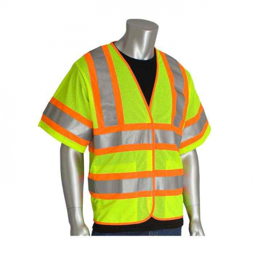 PIP 305-HSVPFRLY-L-XL, PIP®, ANSI Type R Class 3 FR Treated Two-Tone Mesh Vest, Hi-Vis Apparel, Hi-
