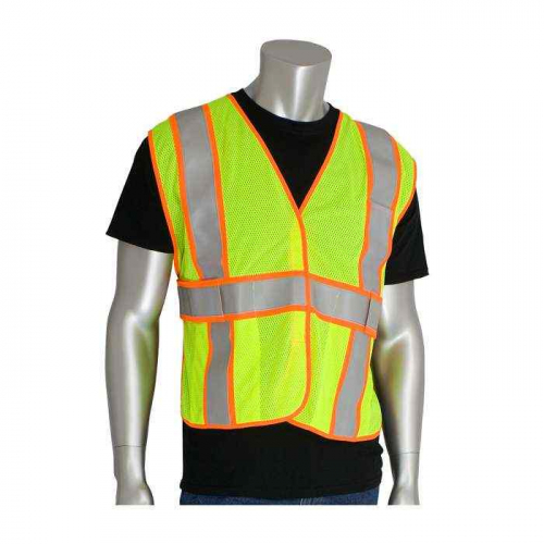 PIP 305-USV5FRLY, PIP®, ANSI Type R Class 2 Two-Tone Expandable FR Treated Mesh Vest, Hi-Vis Appare