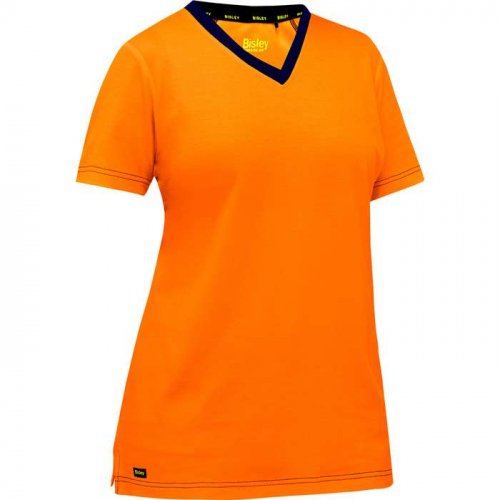 PIP 310W1118-O-S, Bisley®, Non-ANSI Women's Short Sleeve T-Shirt, Hi-Vis Apparel, Hi-Vis Orange, S