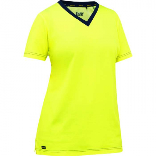 PIP 310W1118-Y-S, Bisley®, Non-ANSI Women's Short Sleeve T-Shirt, Hi-Vis Apparel, Hi-Vis Yellow, S