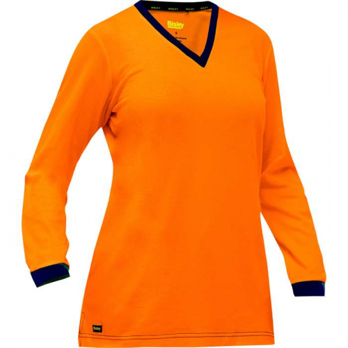 PIP 310W6118-O-L, Bisley®, Non-ANSI Women's Long Sleeve Shirt, Hi-Vis Apparel, Hi-Vis Orange, L