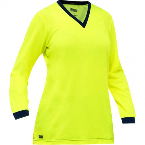 PIP 310W6118-Y-S, Bisley®, Non-ANSI Women's Long Sleeve Shirt, Hi-Vis Apparel, Hi-Vis Yellow, S