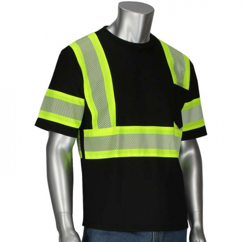 PIP 311-1655-BK-4X, PIP®, ANSI Type 0 Class 1 Short Sleeve T-Shirt, Hi-Vis Apparel, Black, 4XL