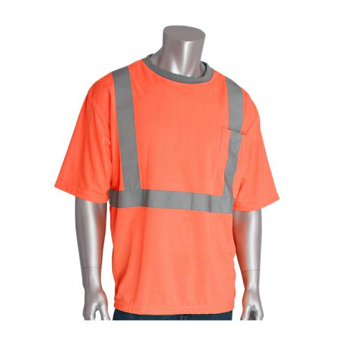 PIP 312-1200-OR-M, PIP®, ANSI Type R Class 2 Short Sleeve T-Shirt, Hi-Vis Apparel, Hi-Vis Orange, M